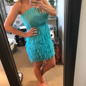 BCBG Turquoise Ruffled Dress